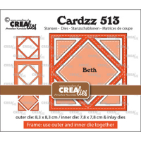 Billede: skæreskabelon firkant inddelt i felter, ialt 7 dies, Dies Crealies CLCZ513 Cardzz513
8,3 x 8,3 cm - 7,8 x 7,8 cm + inlay dies