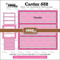 Billede: skæreskabelon firkant inddelt i 3 felter, ialt 5 dies, Dies Crealies CLCZ532 Cardzz532
11,5 x 11,5 cm - 11 x 11 cm + inlay dies