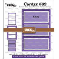 Billede: skæreskabelon inddelt i 3 felter, ialt 5 dies, Dies Crealies CLCZ563 Cardzz 562, 8,5 x 12,5 cm - 8 x 12 cm + inlay dies