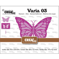 Billede: skæreskabelon sommerfugl i 3 dele, Dies Crealies CLVaria03 Varia 03
93 x 59 - 84 x 52 mm - 14 x 42 mm