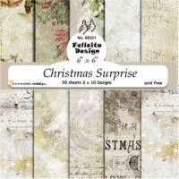 Billede: Ark 6' x 6' 200g 30ark 3x10design jul, Christmas surprise, FelicitaDesign, førpris kr. 40,- nupris