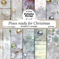 Billede: Ark 6' x 6' 200g 30ark 3x10design jul, Pines ready for Christmas, FelicitaDesign, førpris kr. 40,- nupris