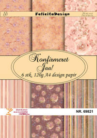 Billede: A4 ark 120g design papir 6ark, Konfirmeret Jaa! FelicitaDesign