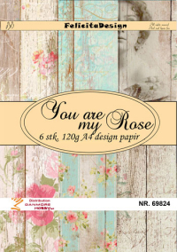 Billede: A4 ark 120g design papir 6ark, You are my Rose, FelicitaDesign