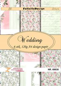 Billede: A4 ark 120g design papir 6ark, Wedding, FelicitaDesign