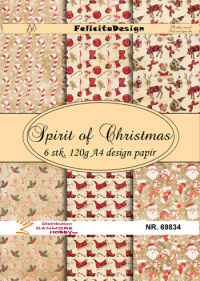 Billede: A4 ark 120g design papir, 6ark, Spirit of Christmas, FelicitaDesign