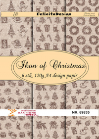 Billede: A4 ark 120g design papir, 6ark, Ikon of Christmas, FelicitaDesign