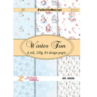Billede: A4 ark 120g design papir 120 gr., 6 ark, Winter Fun, FelicitaDesign