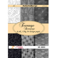Billede: A4 ark 120g design papir 120 gr., 6 ark, Teenage Rampage, FelicitaDesign