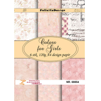 Billede: A4 ark 120g design papir 120 gr., 6 ark, Colors for Girls, FelicitaDesign