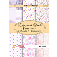 Billede: A4 ark 120g design papir 120 gr., 6 ark, Lilac and Pink Variations, FelicitaDesign