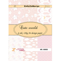 Billede: A4 ark 120g design papir 6ark, Cute world, FelicitaDesign