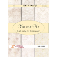 Billede: A4 ark 120g design papir 6 ark et af hver, You and Me, FelicitaDesign