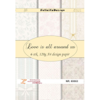 Billede: A4 ark 120g design papir 6 ark et af hver, Love is all around us, FelicitaDesign