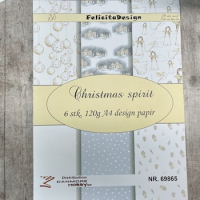 Billede: A4 ark, 120g design papir, 6 ark, Christmas spirit, FelicitaDesign 
