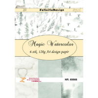 Billede: A4 ark, 120g design papir, 6 ark, Magic Watercolor, FelicitaDesign 