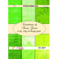 Billede: A4 ark, 120g design papir, 6 ark, Variations of Neon Green, FelicitaDesign 