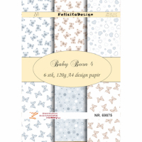 Billede: A4 ark 120g design papir 6 ark, Baby Born 4, FelicitaDesign 