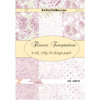 Billede: A4 ark 120g design papir 6 ark, Flower Temptation, FilicitaDesign