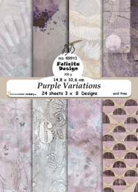 Billede: Cards A6 14,8x10,6cm 200g 24stk 3x8design, Purple Variations, FelicitaDesign, førpris kr. 24,- nupris