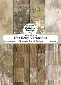 Billede: Cards A6 14,8x10,6cm 200g 24stk 3x8design, Hot Beige Variations, FelicitaDesign, førpris kr. 24,- nupris