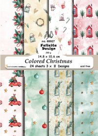 Billede: Card A6 14,8x10,6cm, 200g, 24 stk. 3x8design, Colored Christmas, FelicitaDesign, førpris kr. 24,- nupris