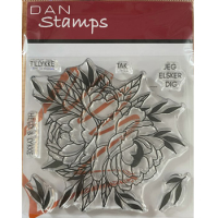 Billede: Stempel Dan Stamps bonderose, HELD & LYKKE, TILLYKKE, TAK, JEG ELSKER DIG