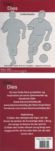 Billede: skæreskabelon fodboldspiller med bold, Dan-Dies  ca. 10,3x4,6cm