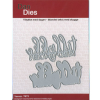 Billede: skæreskabelon tillykke MED DAGEN, Dan Dies Tillykke med dagen, bl. tekst, m/skygge , 7x3,7cm 