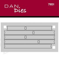 Billede: skæreskabelon DAN Dies Hurtig Tekst Die - Banner, passer sammen med stemplerne d7817 til d7826.
Hurtig tekst dien fra Dan Dies passer sammen med Hurtige tekster stemplerne fra Dan Stamps og gør det nemt at lave mange små tekster til ens projekter. Der findes 3 forskellige dies til hurtig teksterne. Original (d7934), Skrå (d7950) og Banner (d7951).
Bruges ved at stemple de store tekst blokke først og derefter kan du placere dien henover for at skære dem ud. Tape dien fast så de stemplede firkanter er placeret ens i hver åbning i dien, på den måde flytter de sig ikke imens du kører den igennem din maskine.
Du kan selvfølgelig også bruge dien til at skære labels ud til andre stempler end hurtig teksterne.
Hver label måler ca. 0,75 cm i højden og imellem 3 og 9 cm i længden. Hele die passer i de fleste små stansemaskiner, f.eks. Sidekick og Cut Easy mini. Husk at vinkle die for at gøre det nemmere at skære ud på de små maskiner.