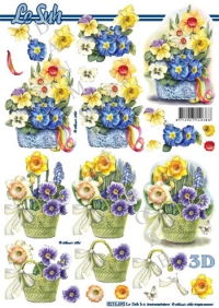 Billede: forårsblomster i bøtter, nouvelle