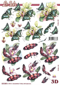 Billede: sommerfugle i blomster, nouvelle