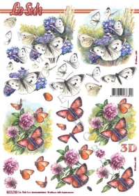 Billede: sommerfugle i blomster, nouvelle