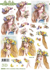 Billede: kvinder med blomsterkranse, nouvelle