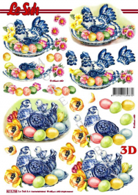 Billede: malede æg rundt om porcelænshøne, nouvelle