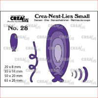 Billede: skæreskabelon 4 aflange balloner, Dies Crealies Crea-Nest-Lies Small 28
CNLS28 Max. 65 x 26 mm