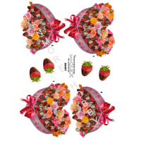 Billede: hjerteskål fyldt med blomster, jordbær og chokolade, dan-quick