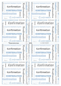 Billede: baggrundspapir konfirmation hvid med sort/blå skrift, dan-pictures