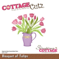 Billede: skæreskabelon tulipaner i vase, cc-452, bouquet of tulips, CottageCutz, førpris kr. 115,- nupris