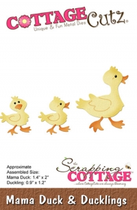 Billede: skæreskabelon andemor med unger, cc-457, mama duck and ducklings, CottageCutz, førpris kr. 84,- nupris