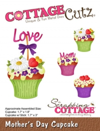 Billede: skæreskabelon cupcakes, cc-463, mother´s day cupcake, CottageCutz, førpris kr. 108,- nupris