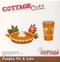Billede: skæreskabelon græskartærte og latte, Dies CottageCutz CC-541 Pumpkin pie og Latte, førpris kr. 146,00, nupris