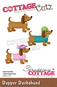 Billede: skæreskabelon udklædte gravhunde, cc-544, Dies CottageCutz, Dapper Dachshund