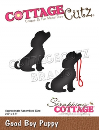 Billede: skæreskabelon hund med hundesnor, cc-550, Dies CottageCutz, Good Boy Puppy