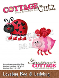 Billede: skæreskabelon mariehøne og bi, Dies CottageCutz CC-584, Lovebug Bee & Ladybug