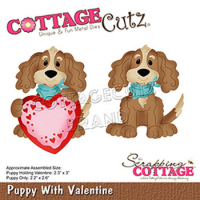 Billede: skæreskabelon hund med valentinshjerte, Dies CottageCutz CC-590, Puppy With Valentine