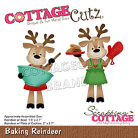 Billede: skæreskabelon Dies CottageCutz CC-658 rensdyr der bager, Baking Reindeer