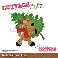 Billede: skæreskabelon rensdyr med juletræ, Dies CottageCutz CC-807, Reindeer w/Tree