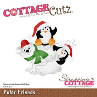Billede: skæreskabelon isbjørn og pingviner leger, Dies CottageCutz CC-829, Polar Friends
