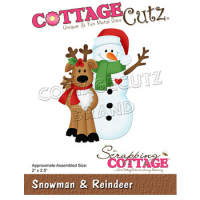 Billede: skæreskabelon rensdyr og snemand, Dies CottageCutz CC-833, Snowman & Reindeer